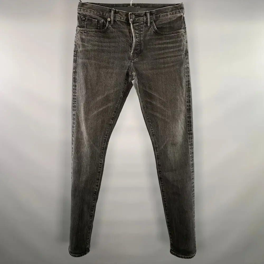 TOM FORD Size 32 Black Wash Selvedge Denim Button Fly Jeans